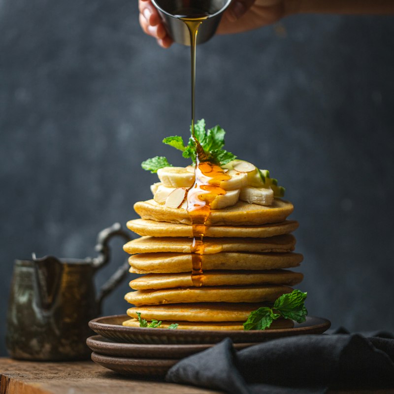 Pancake stack with syrup